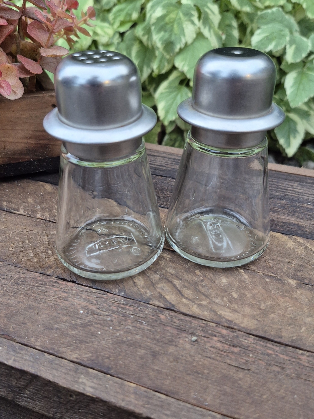 Vintage IKEA MCM Glass & Metal Salt and Pepper Shakers Set